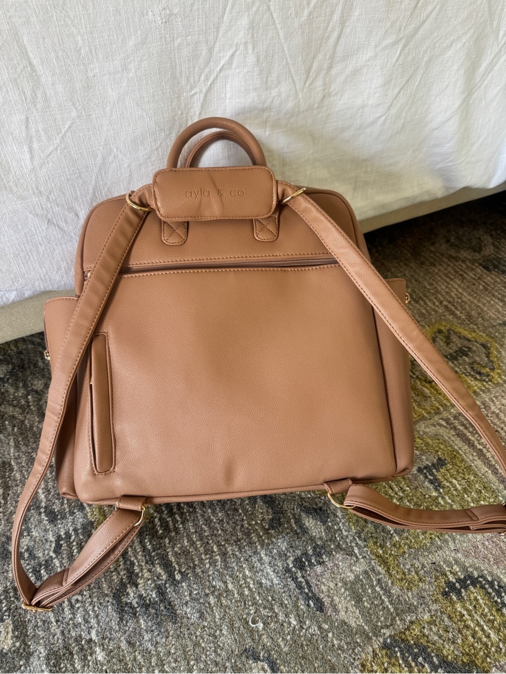 Ayla & Co the ayla diaper bag vegan leather backpack in caffe - Picture 4 of 9